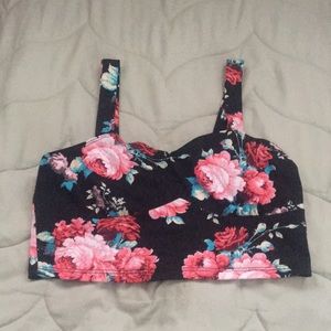 Floral print crop tank top